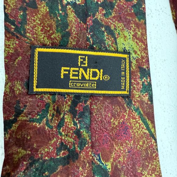 Fendi Cravatte Men's Vintage Silk Tie Multicolored Made in Italy - Picture 3 of 6